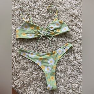 blackbough green floral bikini